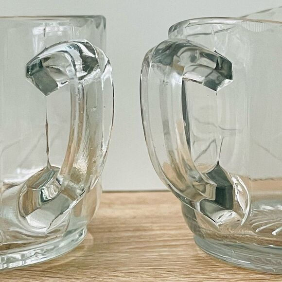 Vintage Antique Etched Flower Clear Paneled Pressed Glass Open Sugar Creamer Set - Picture 10 of 15